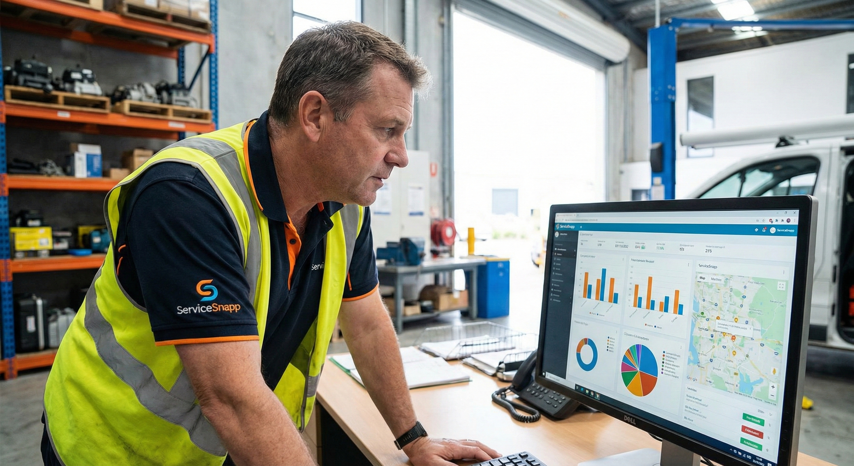ServiceSnapp service manager dashboard showing Service Fusion data management
